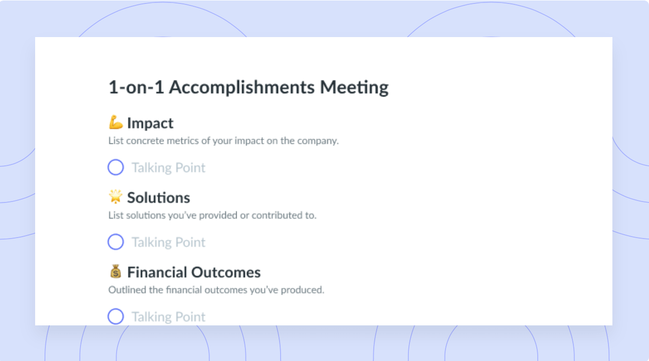 1-on-1 Accomplishments Meeting Template